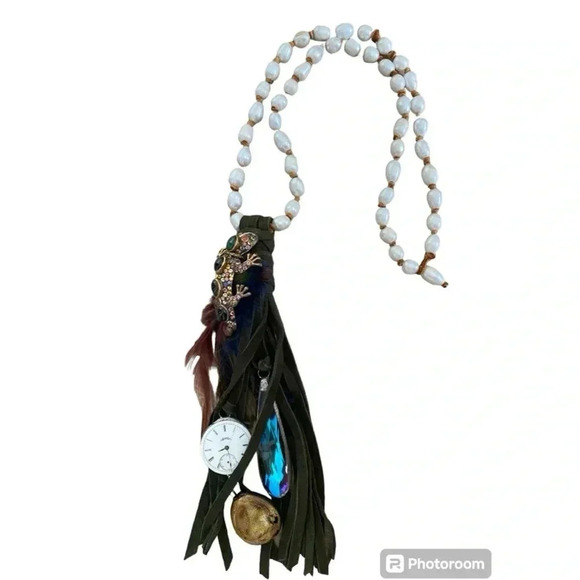 High End Leather Fresh Water Pearls Necklace - Picture 1 of 10